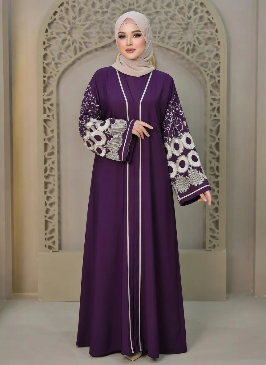 Naqsha Embroidery Abaya - Lite Purple 2 (Copy)