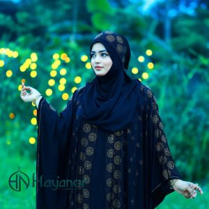 4 Parts Abaya Borka - Ball Design - কালো কালার